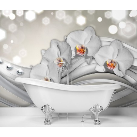 Modische Fototapete - Orchideen und Wellen | Feeby