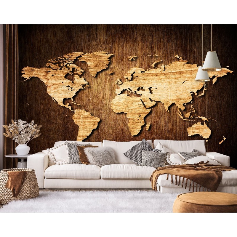 Modische Fototapete - Weltkarte Vintage Braun | Feeby