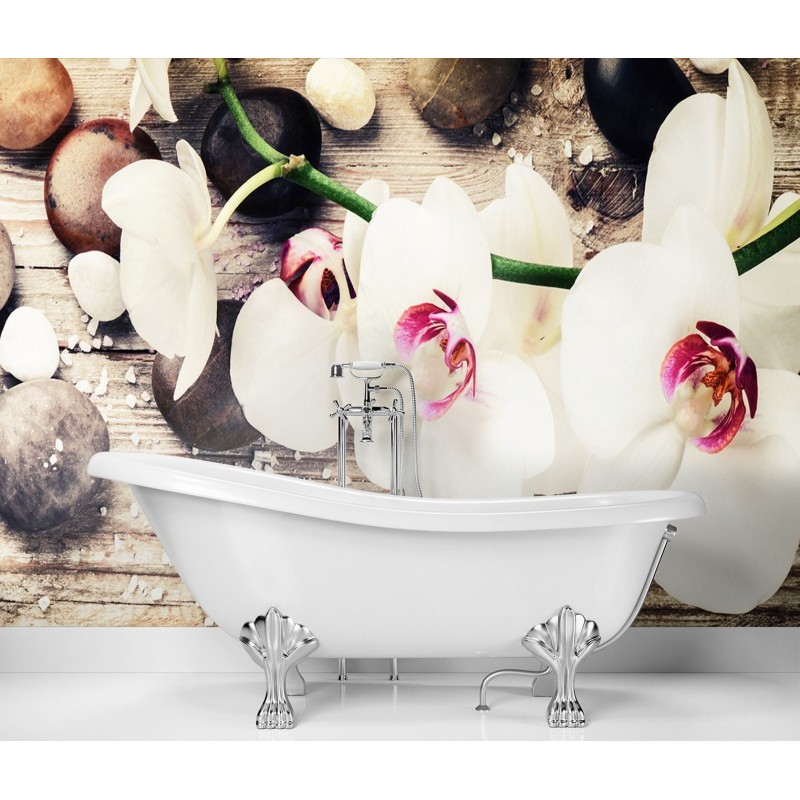 Stilvolle Fototapete - Zen-Orchideen | Feeby