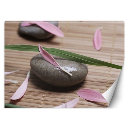 Fototapete - Stein und Blumenblüten | Feeby