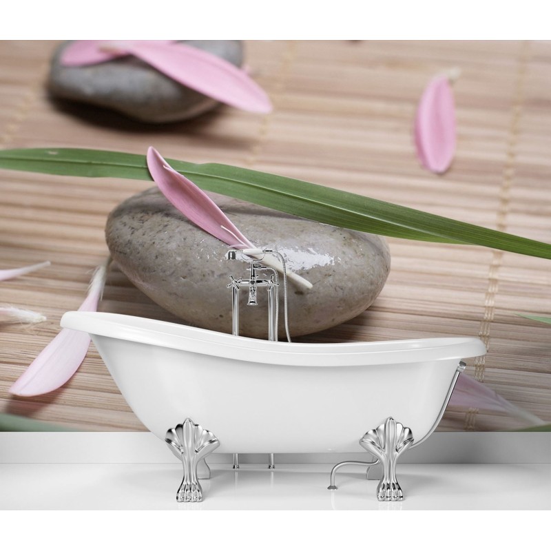 Fototapete - Stein und Blumenblüten | Feeby