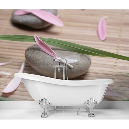 Fototapete - Stein und Blumenblüten | Feeby