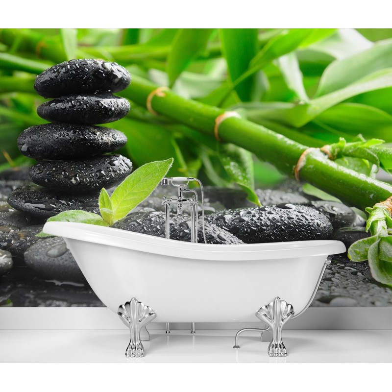 Modische Fototapete - Bambus Zen Steine | Feeby