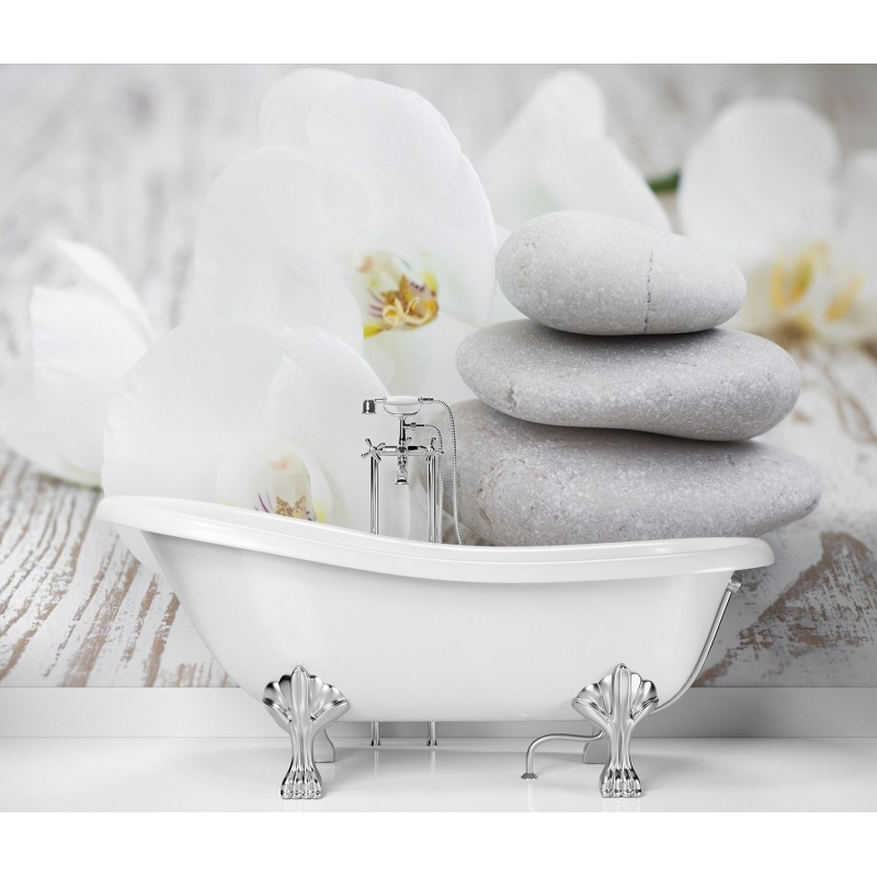 Stilvolle Fototapete - Blumen Zen Steine | Feeby