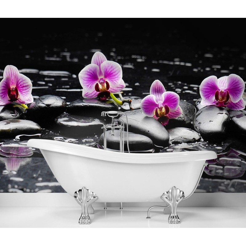 Fototapete - Zen-Steine und Orchidee | Feeby