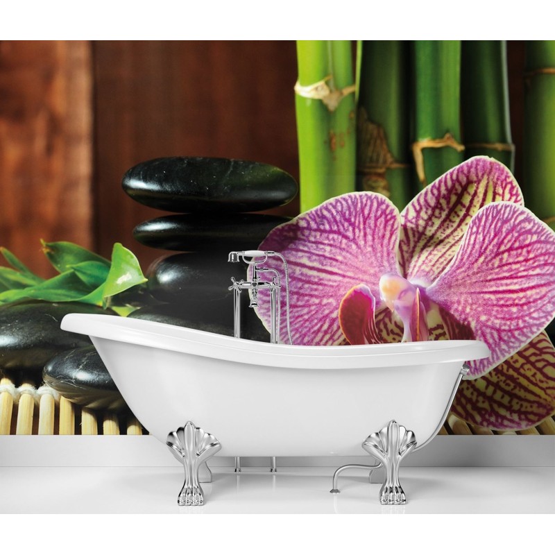 Moderne Fototapete - Orchidee Zen-Steine und Bambus | Feeby