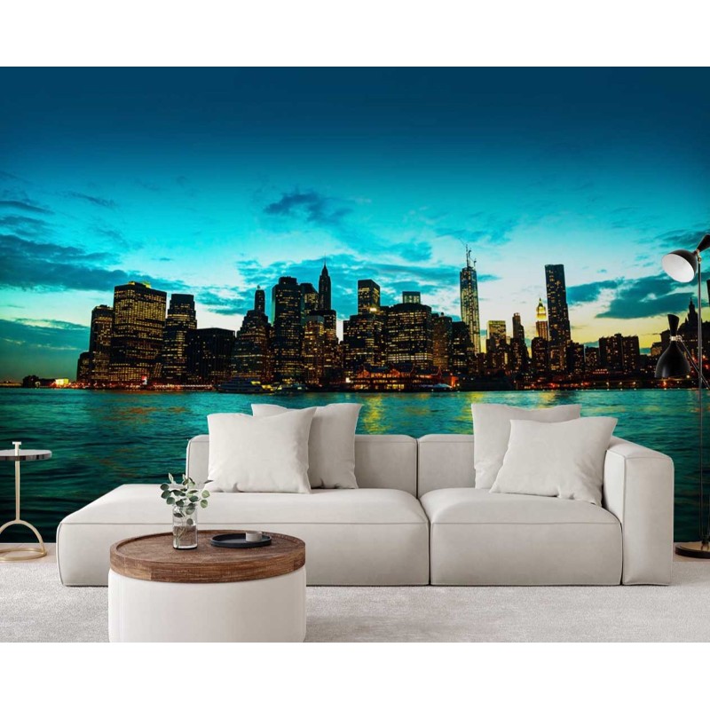 Moderne Fototapete - Manhattan bei Sonnenuntergang | Feeby