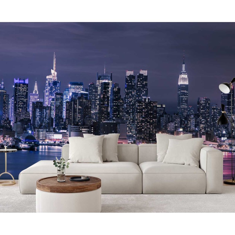 Stilvolle Fototapete - New York City bei Nacht | Feeby
