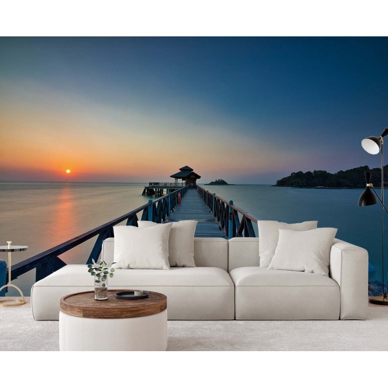 Fototapete - Blick auf die untergehende Sonne | Feeby