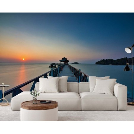 Fototapete - Blick auf die untergehende Sonne | Feeby