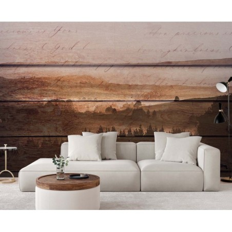 Fototapete - Wald auf alten Brettern | Feeby