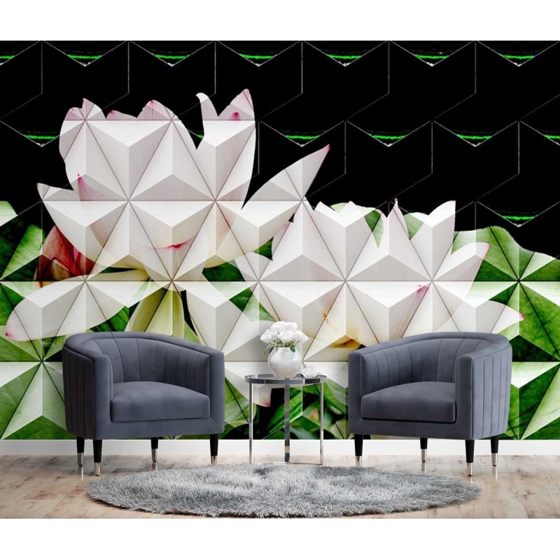 Fototapete - Lotusblume geometrisch | Feeby