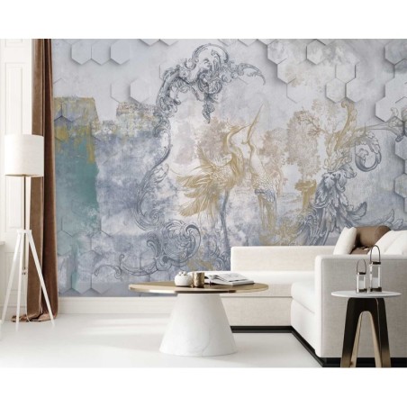 Stilvolle Fototapete - Vögel Fresk Beton | Feeby