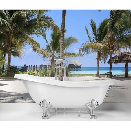 Fototapete - Malediven Palmen Paradies Strand | Feeby