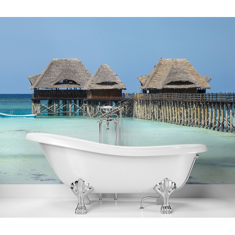 Fototapete - Malediven Tropische Hütten am Wasser | Feeby