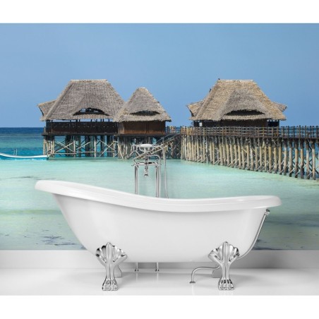 Fototapete - Malediven Tropische Hütten am Wasser | Feeby