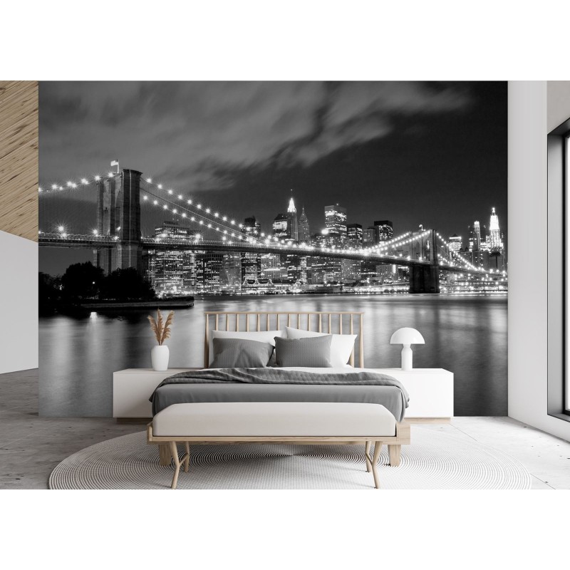 Fototapete - Brooklyn Bridge bei Nacht New York | Feeby