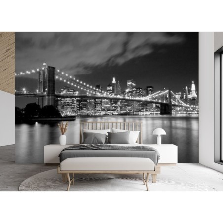 Fototapete - Brooklyn Bridge bei Nacht New York | Feeby