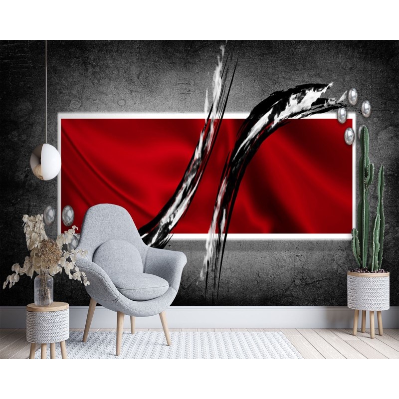 Fototapete - Geometrische Komposition in Rot | Feeby