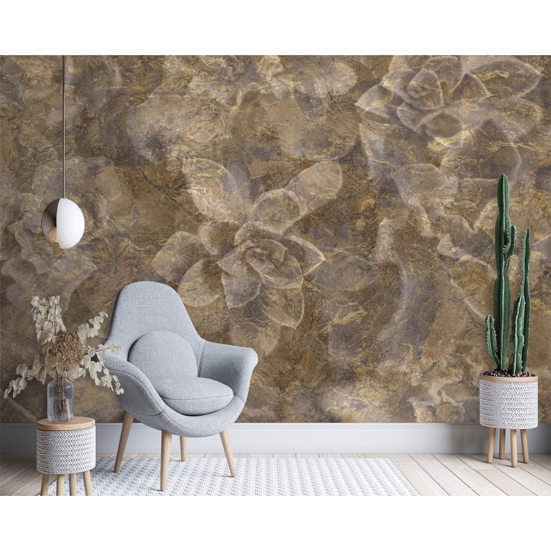 Fototapete - Blumen in Gold | Feeby