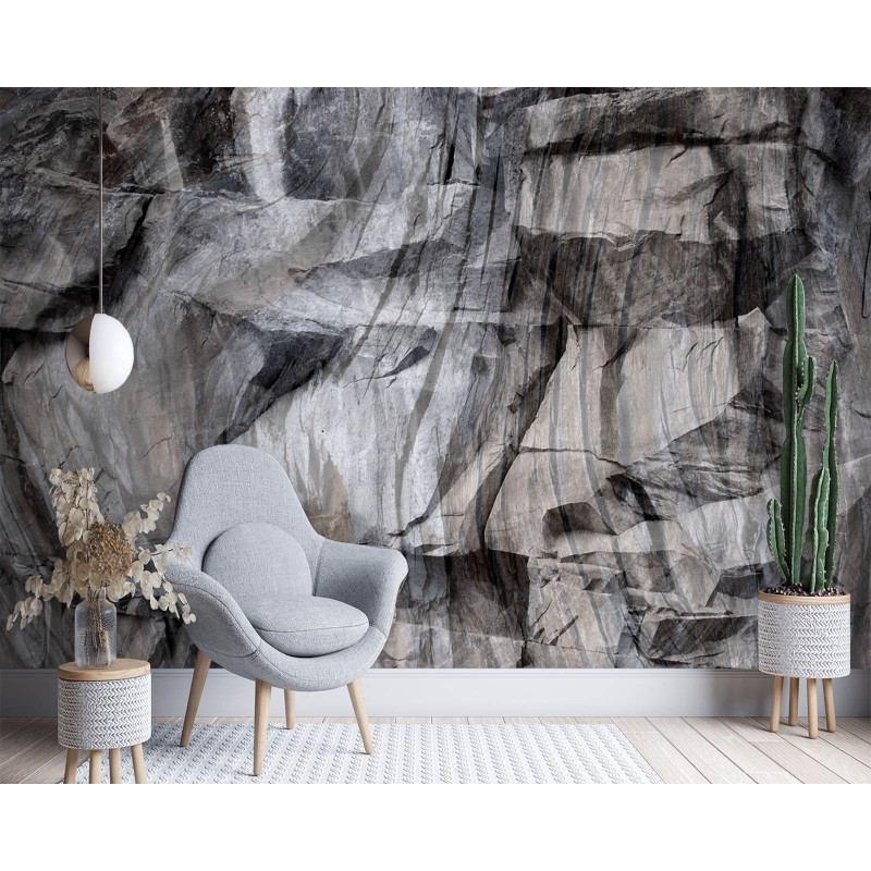 Moderne Fototapete - Braune 3D-Felsen | Feeby