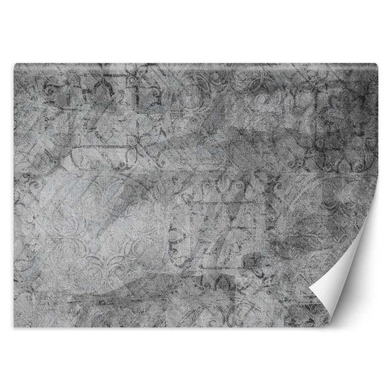 Modische Fototapete - Betonoptik Graues Ornament | Feeby