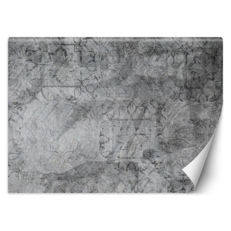 Modische Fototapete - Betonoptik Graues Ornament | Feeby