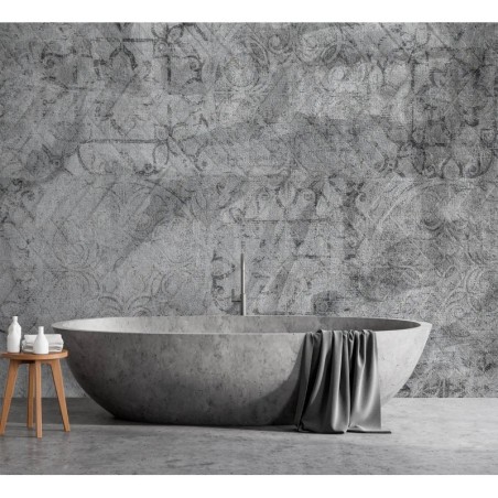 Modische Fototapete - Betonoptik Graues Ornament | Feeby