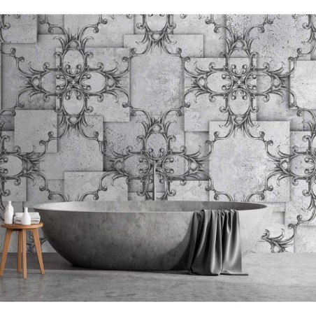 Fototapete - Orientalisches Muster auf grauem Hintergrund | Feeby