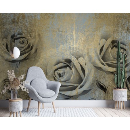 Fototapete - Goldene Blumen Rosen | Feeby