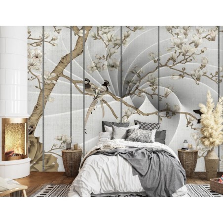 Moderne Fototapete - Vögel auf einem Baum | Feeby