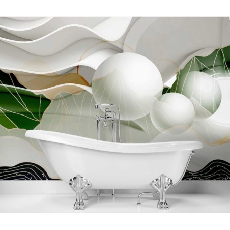 Fototapete - Abstrakte Wellen 3D-Kugeln | Feeby