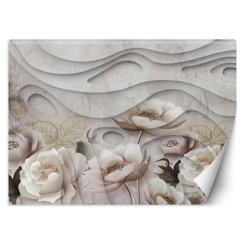 Moderne Fototapete - Blühende Blumen Beton Natur | Feeby