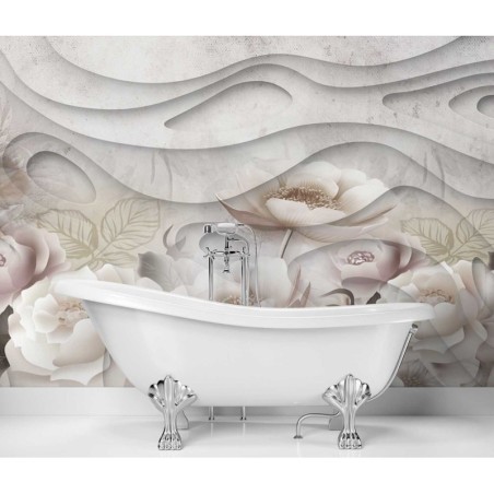 Moderne Fototapete - Blühende Blumen Beton Natur | Feeby