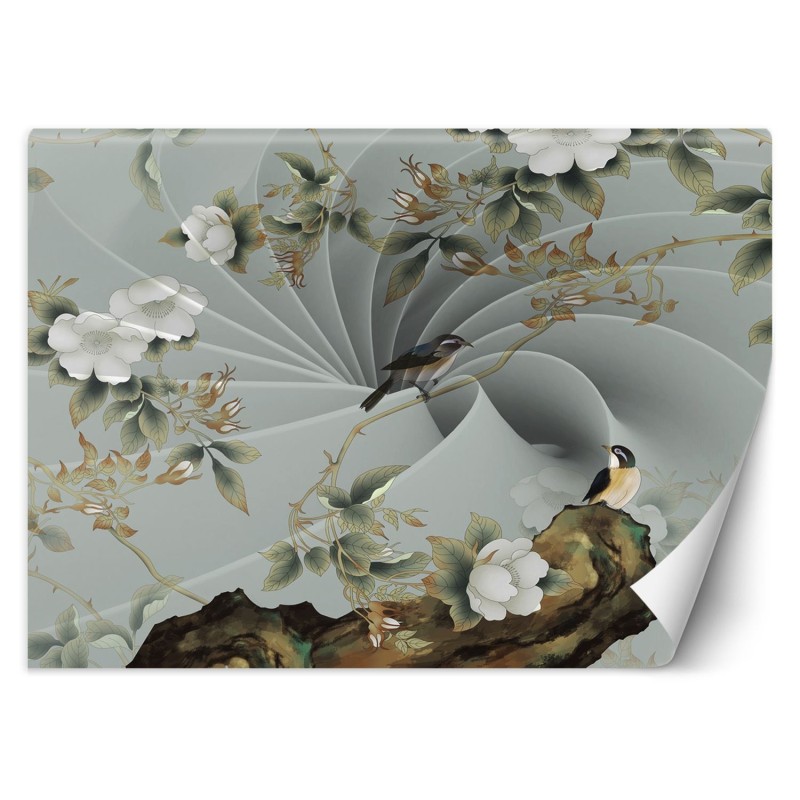 Stilvolle Fototapete - Vogel auf einem Ast | Feeby