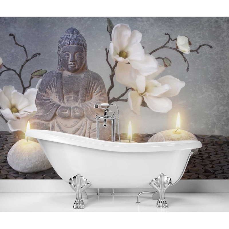 Fototapete - Buddha mit Kerzen | Feeby