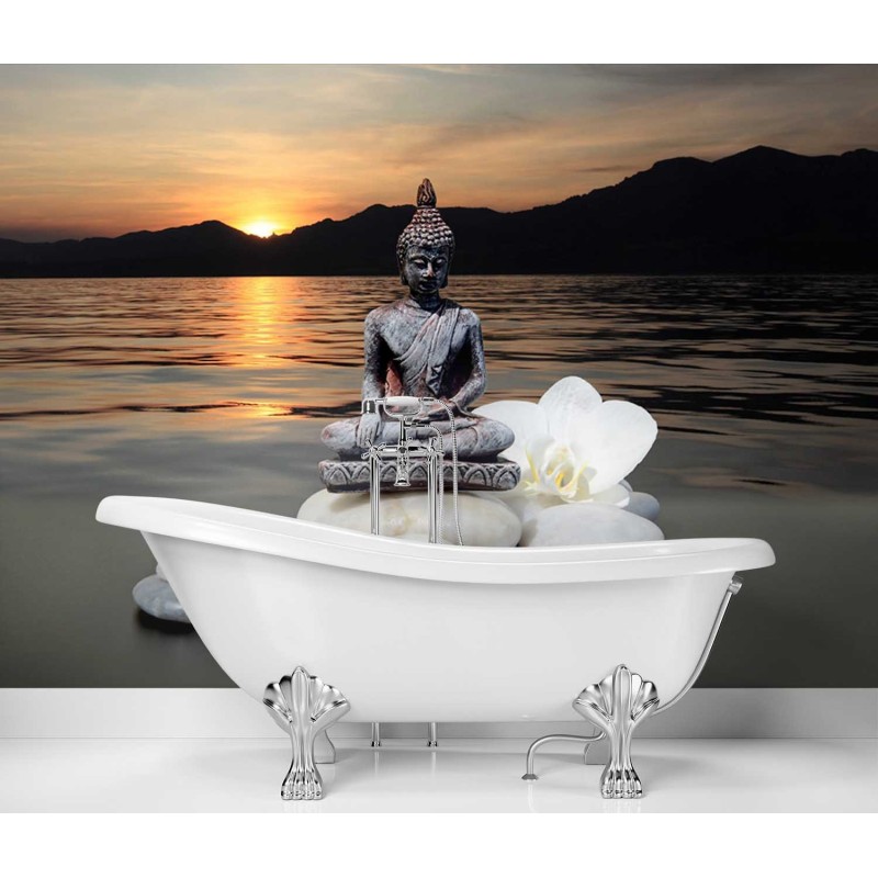 Fototapete - Buddha Steine Sonnenuntergang | Feeby