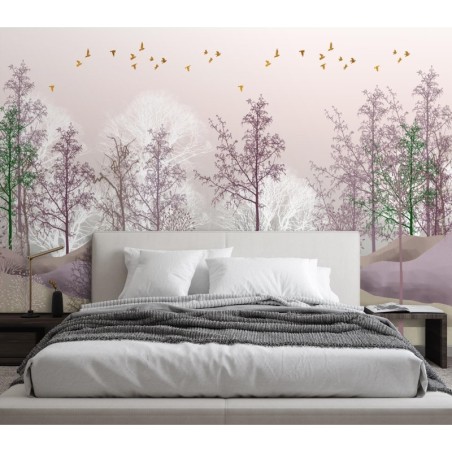 Fototapete - Vögel über dem Wald | Feeby