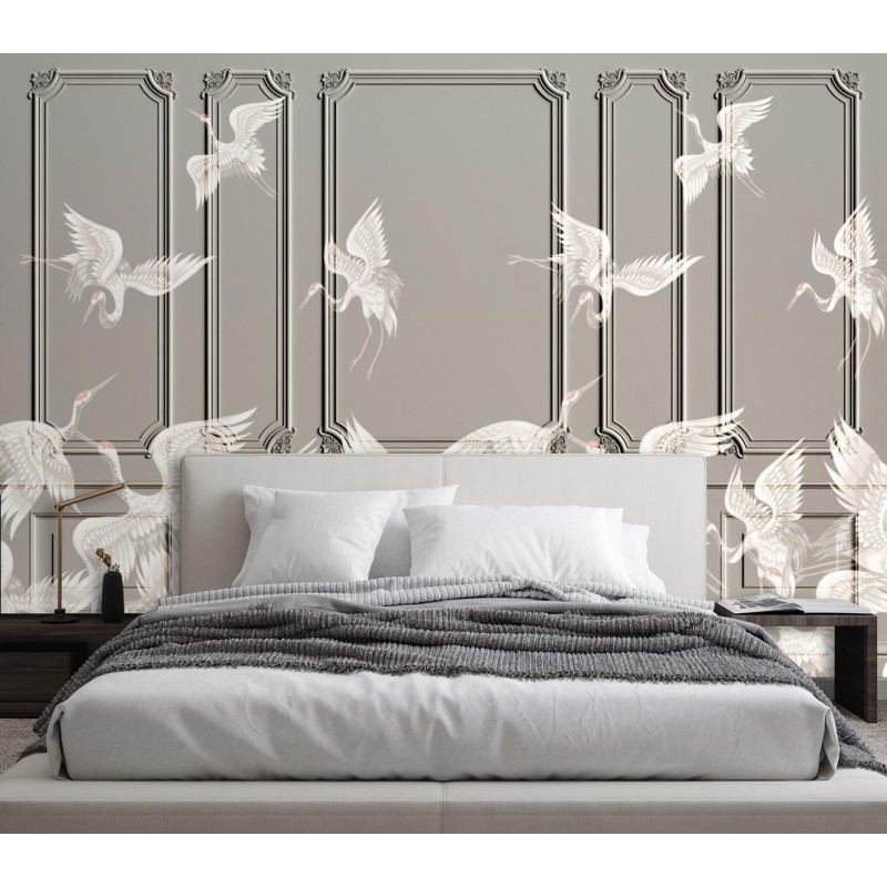 Stilvolle Fototapete - Kraniche im Flug | Feeby