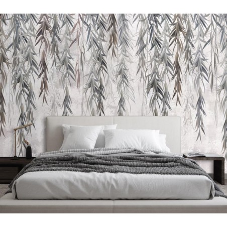 Fototapete - Hängende Tropische Pflanzen in Grau | Feeby