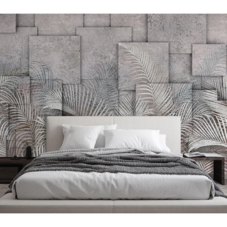 Fototapete - Palmen Blätter 3d Grau | Feeby