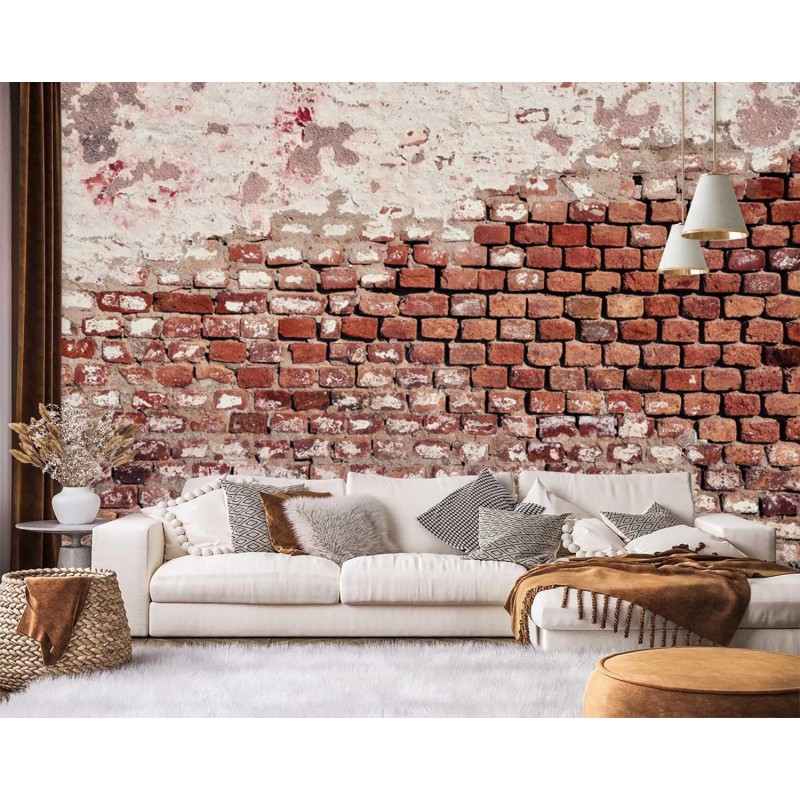 Fototapete - Alte Ziegel Steinoptik Mauer | Feeby