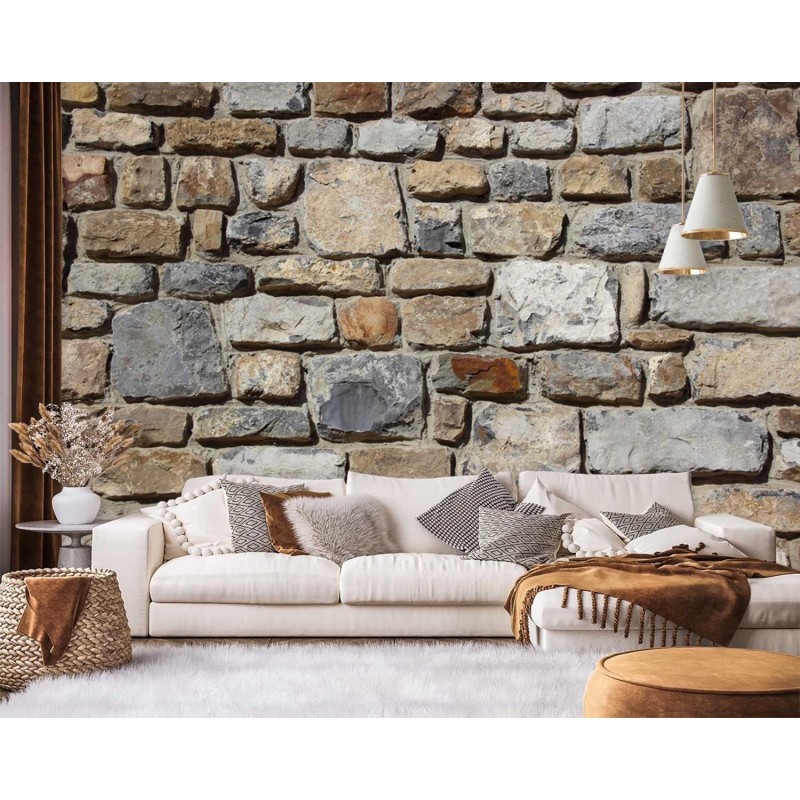 Modische Fototapete - Steinewand Steinoptik Mauer 3d | Feeby