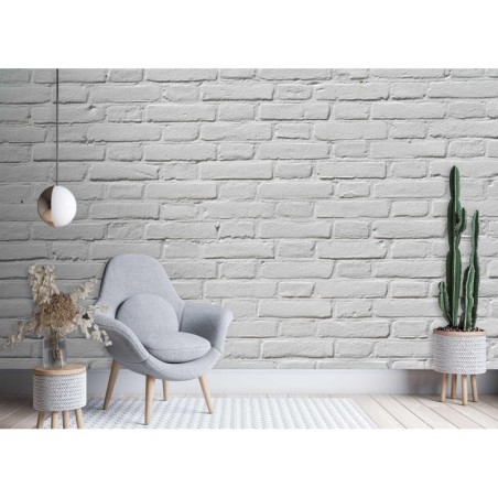 Fototapete - Weiße Ziegel Steinwand Mauer | Feeby