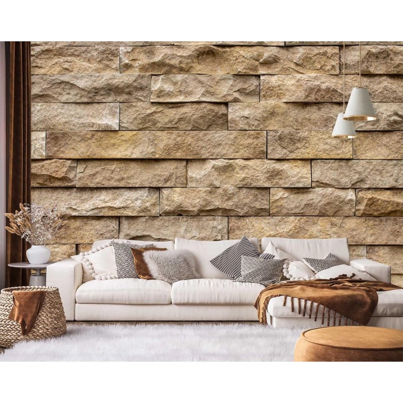 Fototapete - Sandwand Steinoptik Mauer 3d | Feeby