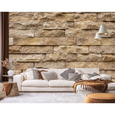 Fototapete - Sandwand Steinoptik Mauer 3d | Feeby