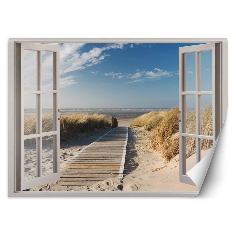 Fototapete - Fensterblick Abstieg zum Strand | Feeby